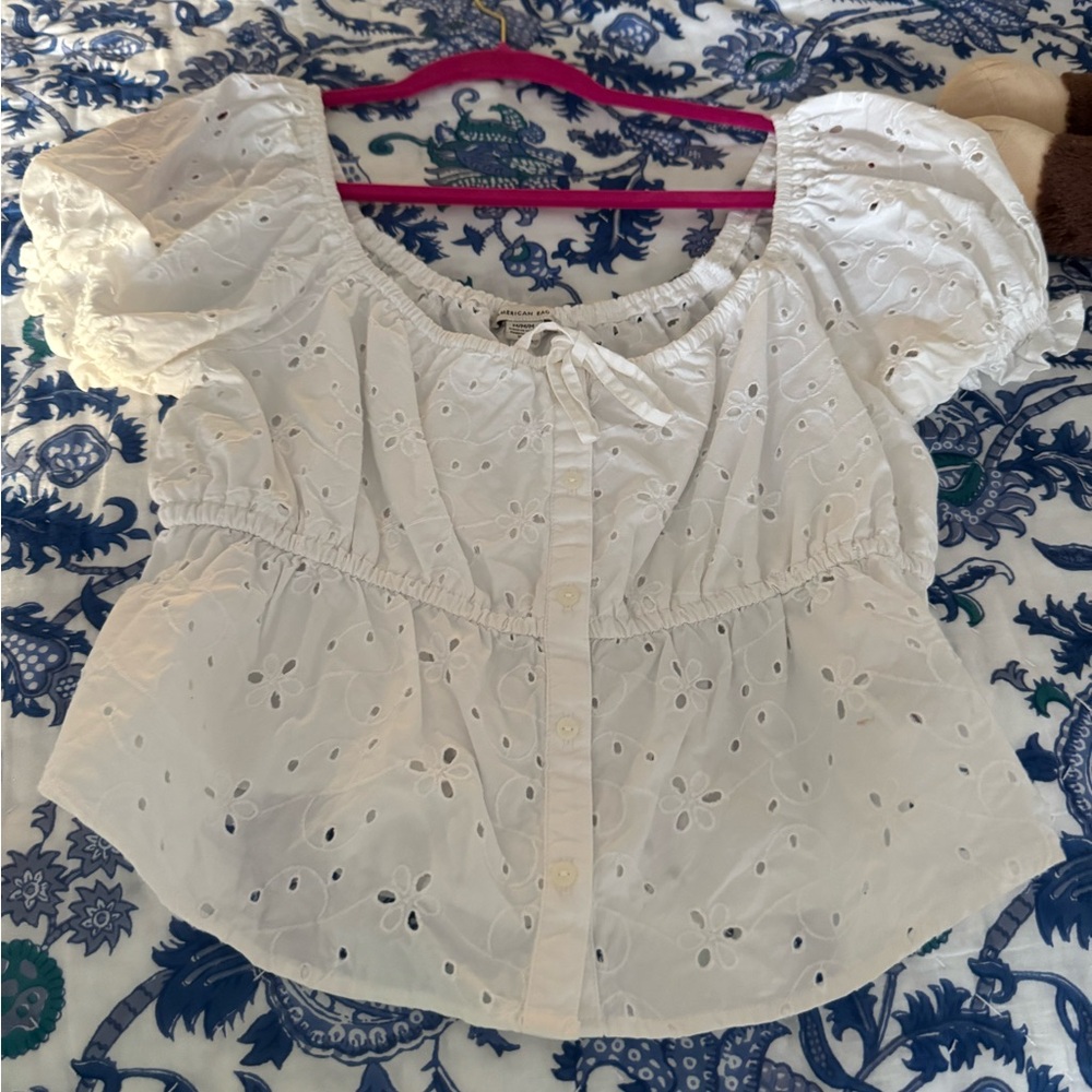 American Age White Eyelet Blouse